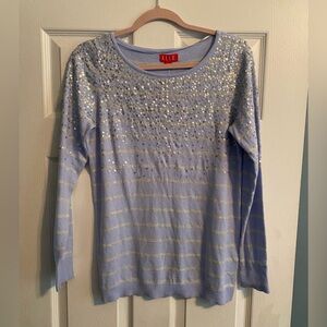 NWT Elle light purple periwinkle striped long sleeve sequin Top Size Medium